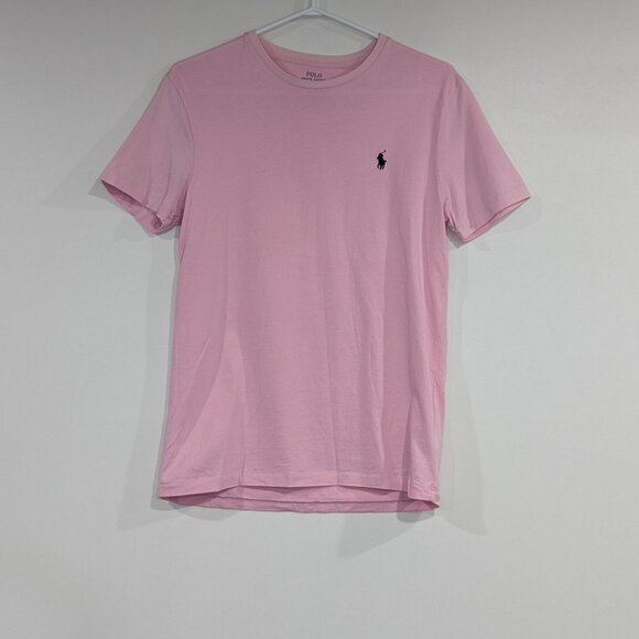 Polo Ralph Lauren Solid Cotton Embroidered Logo T-Shirt Pink Size Small - Picture 1 of 3